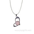 Rose Quartz Heart Alloy Pendant Silver Plated